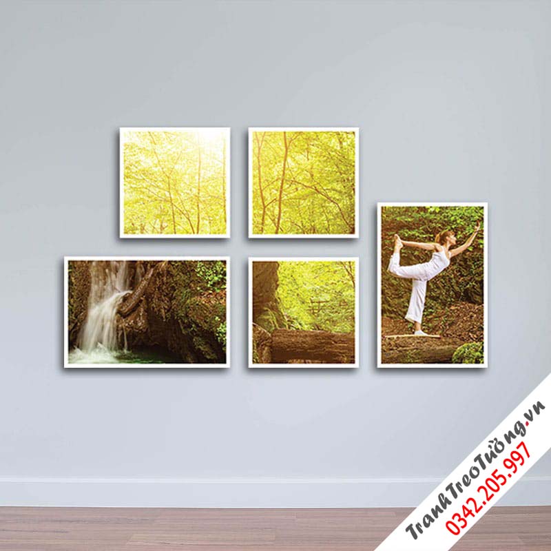 Bộ 5 tranh treo tường Yoga và thiên nhiên W1136 M3