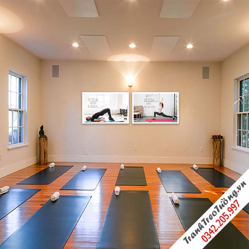 Bộ 2 tranh treo tường phòng Yoga “Tinh thần và thể chất”  M2