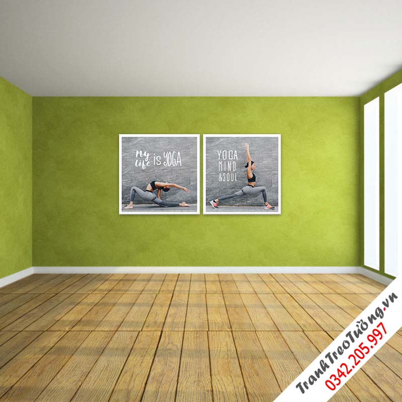 Bộ 2 tranh treo phòng Yoga “Đường nét uyển chuyển”  M2