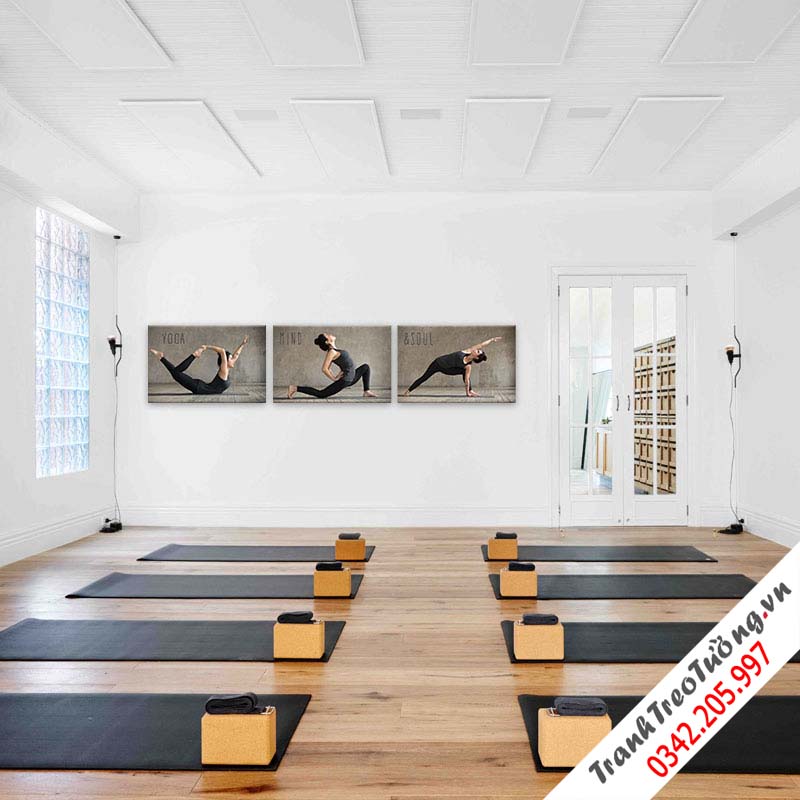 Bộ 3 tranh Yoga nghệ thuật đơn giản tông màu xám M2