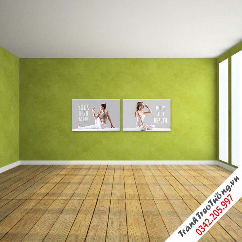 Bộ 2 tranh treo tường phòng Yoga “Tâm hồn và sức khỏe”  M2
