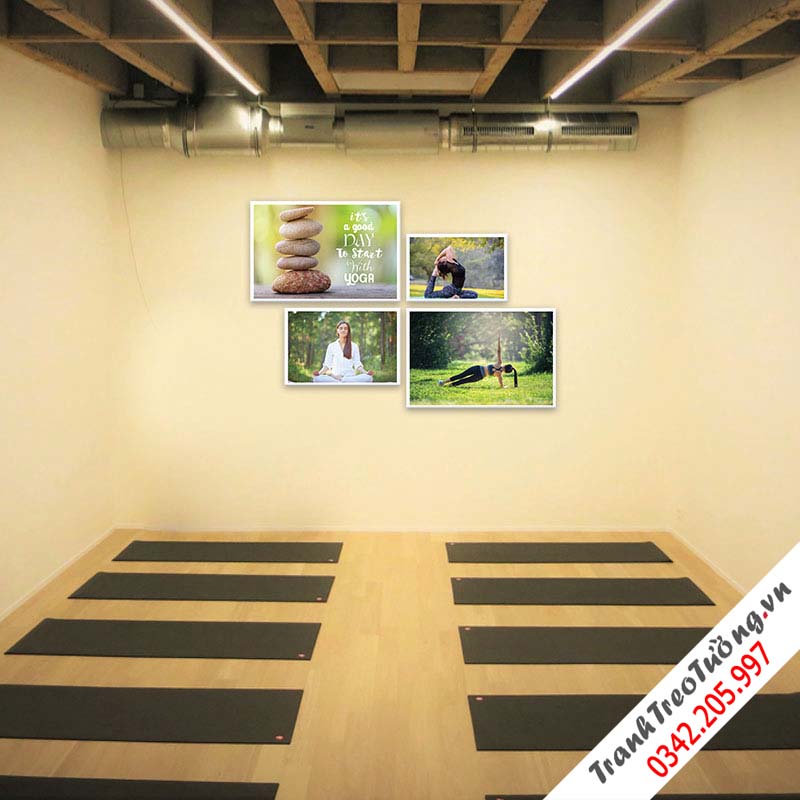Bộ 4 tranh treo tường phòng Yoga “Hòa mình giữa thiên nhiên” M2