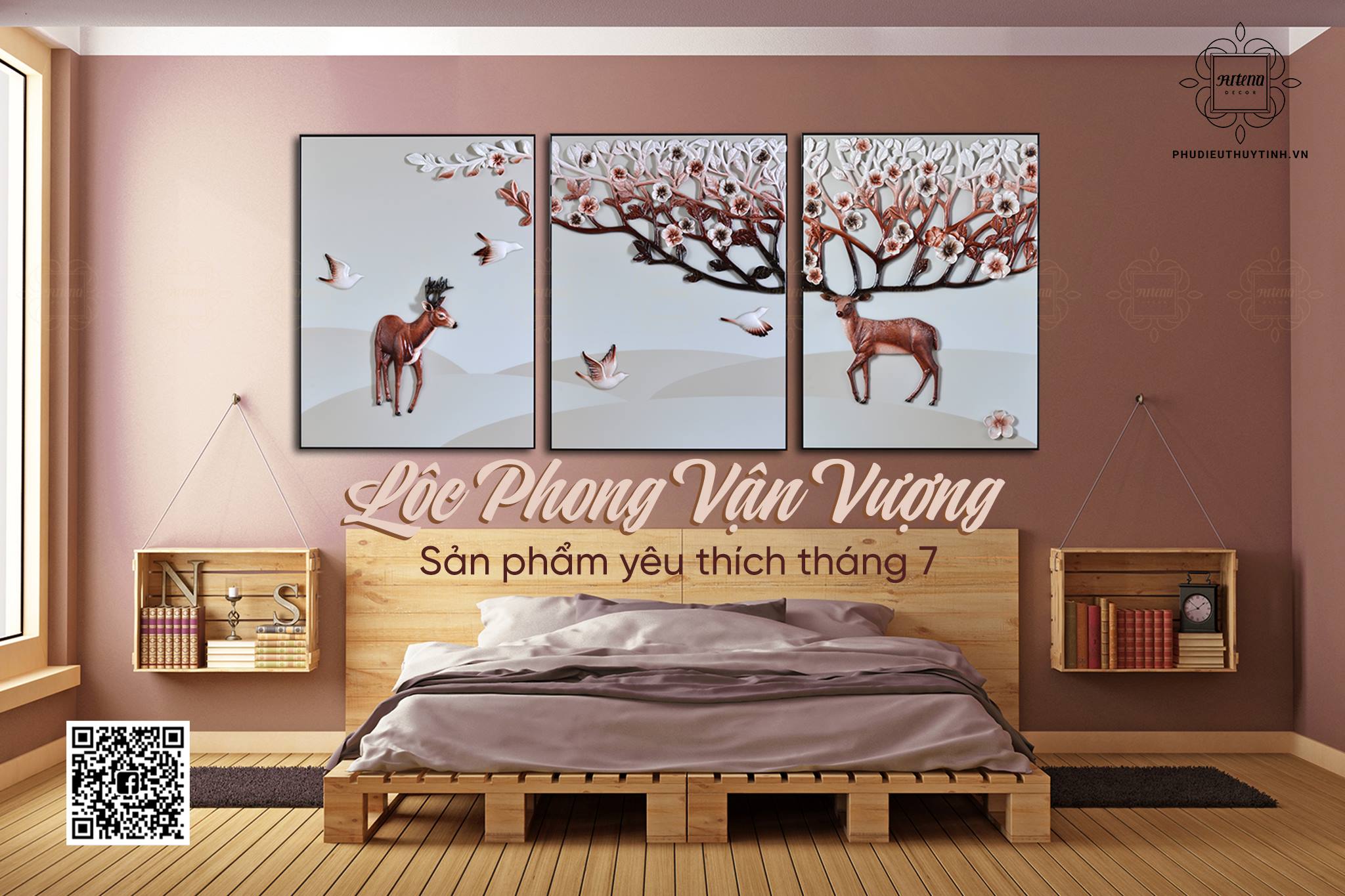 Tranh phù điêu 3D Lộc Phong Vận Vượng