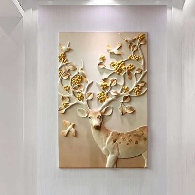 Tranh treo tường 3D nai dương