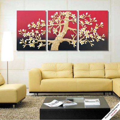 Tranh treo tường 3D hoa đỏ M02
