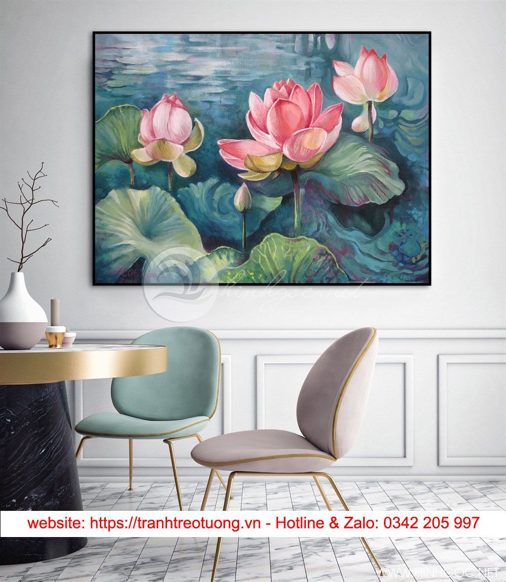 Tranh hoa sen trong đầm -  HEN98