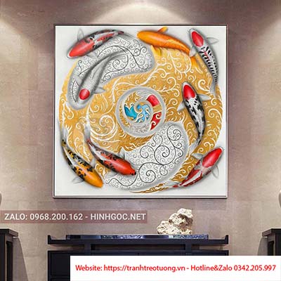 Tranh cửu ngư quần hội đẹp nhất-HGG-29