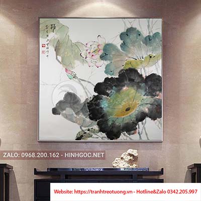 Tranh hoa sen tối giản trang trí ý nghĩa-HGG-39