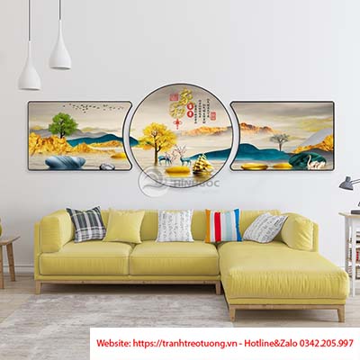 Tranh hiện đại phong cảnh suối nước-HZH-7018