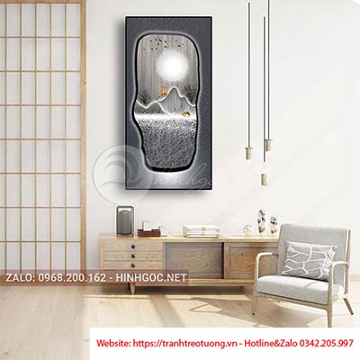Tranh hiện đại con hươu và hình line art-K-72