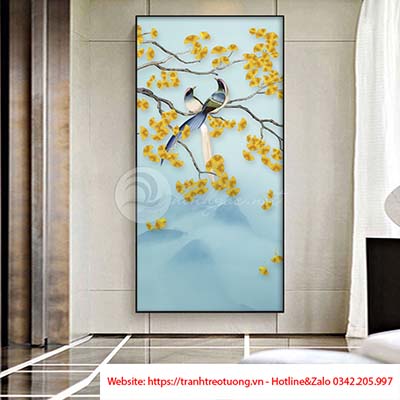 Tranh hoa đào ngày Tết trang trí đón xuân an khang-NHA-205