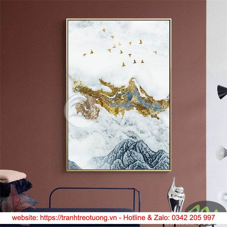 Tranh đàn chim bay qua đỉnh núi - PEN16