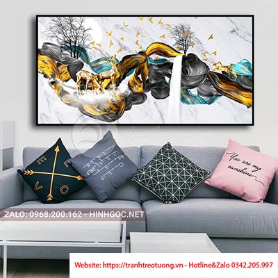 Tranh tối giản đôi hươu tỏ tình trên dải vân nghệ thuật-PVQ-79