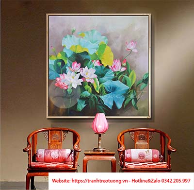 Tranh treo tường hoa sen trang trí ý nghĩa-sbd-02
