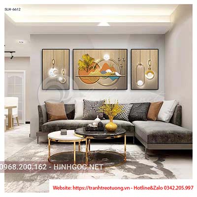 Tranh hiện đại bộ 3 bức hươu và hình line art-slh-6612