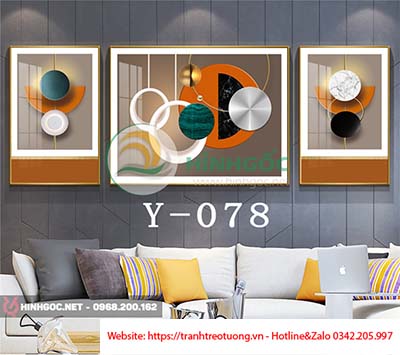 Tranh bộ 3 bức, tranh hình line art nghệ thuật-Y-078