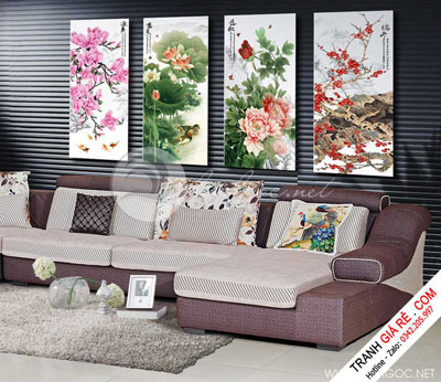 Tranh Hoa Phòng Khách 4 bức G14