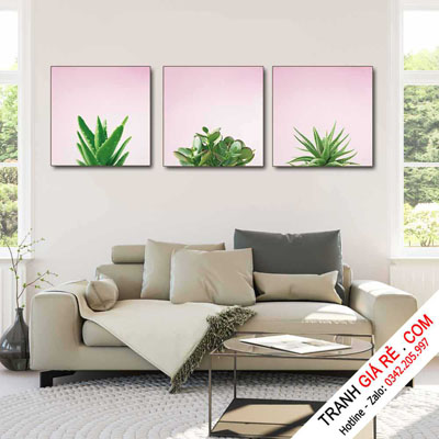 Tranh Hoa Treo Phòng Khách 3 bức vuông G12