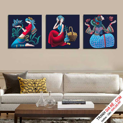 Tranh Lọ Hoa Treo Cầu Thang 3 bức vuông G111