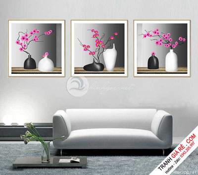 Tranh Lọ Hoa Treo Cầu Thang 3 bức vuông G12