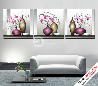 Tranh Lọ Hoa Treo Cầu Thang 3 bức vuông G38