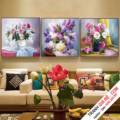 Tranh Lọ Hoa Treo Cầu Thang 3 bức vuông G95