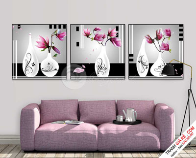 Tranh Lọ Hoa Treo Cầu Thang 3 bức vuông G99