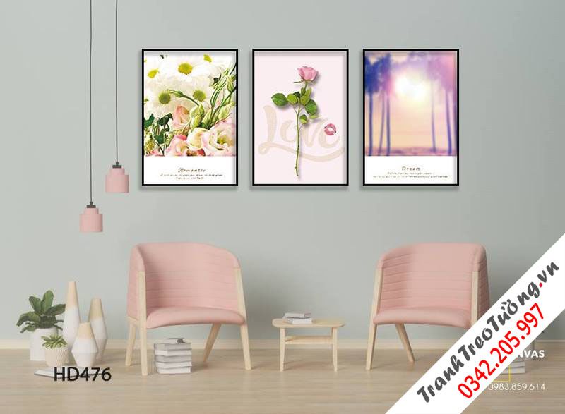 Bộ 3 Tranh Hoa Hồng Và Hoàng Hôn