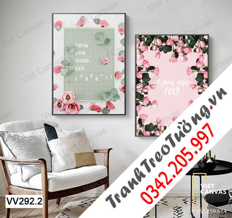 Bộ 2 Tranh Hoa Hồng Và Quotes