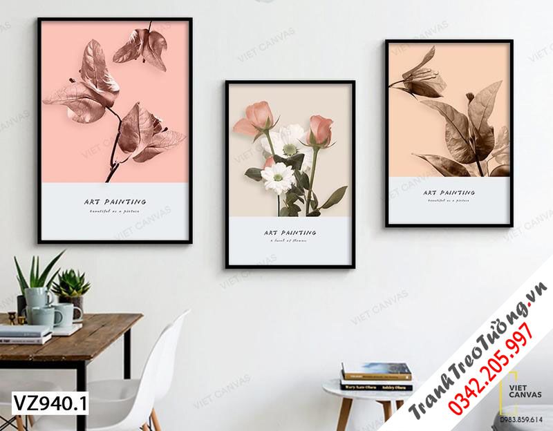 Bộ 3 Tranh Các Loại Hoa Gần Gũi