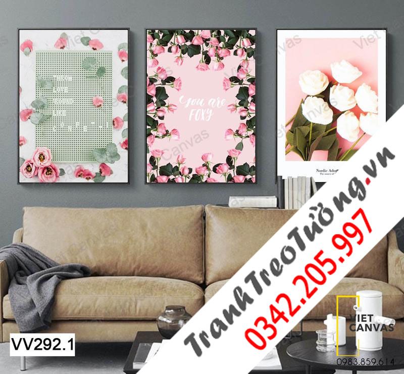 Bộ 3 Tranh Hoa Lily Và Hoa Hồng