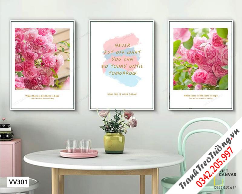 Bộ 3 Tranh Hoa Hồng Và Quotes