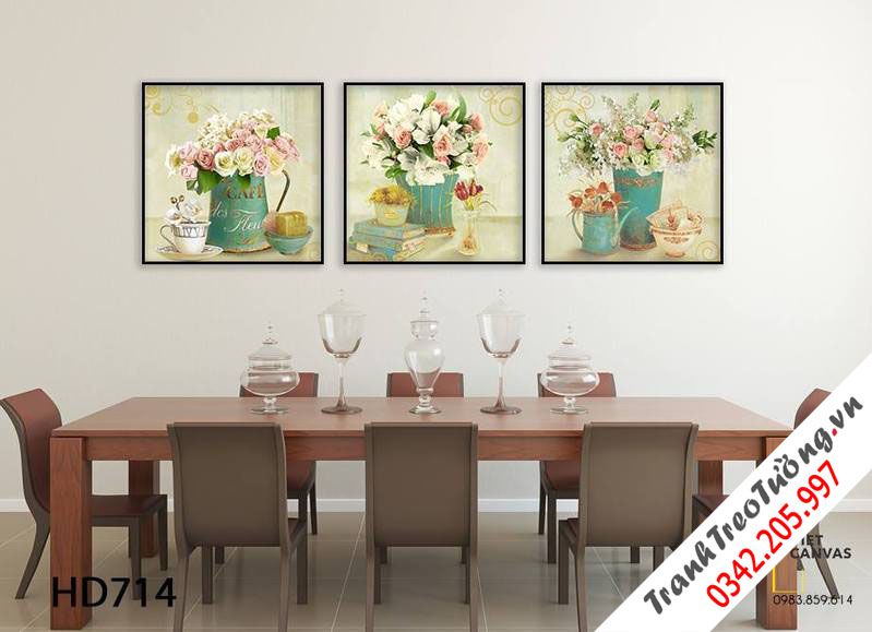 Bộ 3 Tranh Bình Hoa Hồng Thanh Lịch