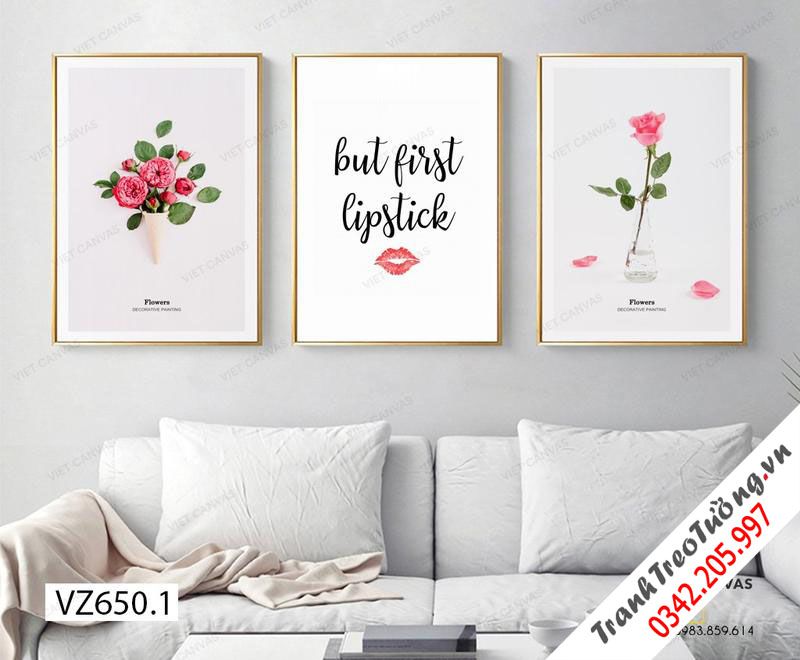 Bộ 3 Tranh Hoa Và Quotes