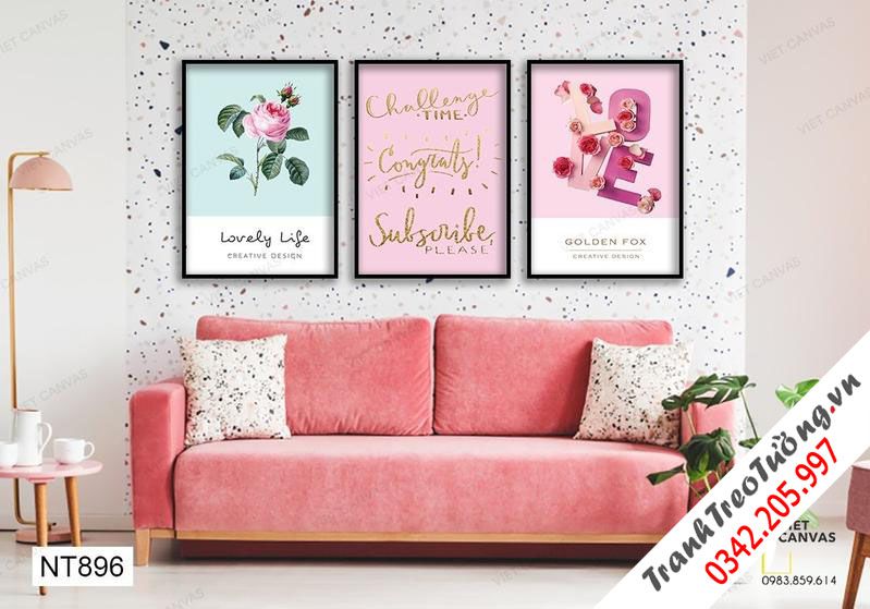 Bộ 3 Tranh Những Bông Hoa Hồng Và Quotes
