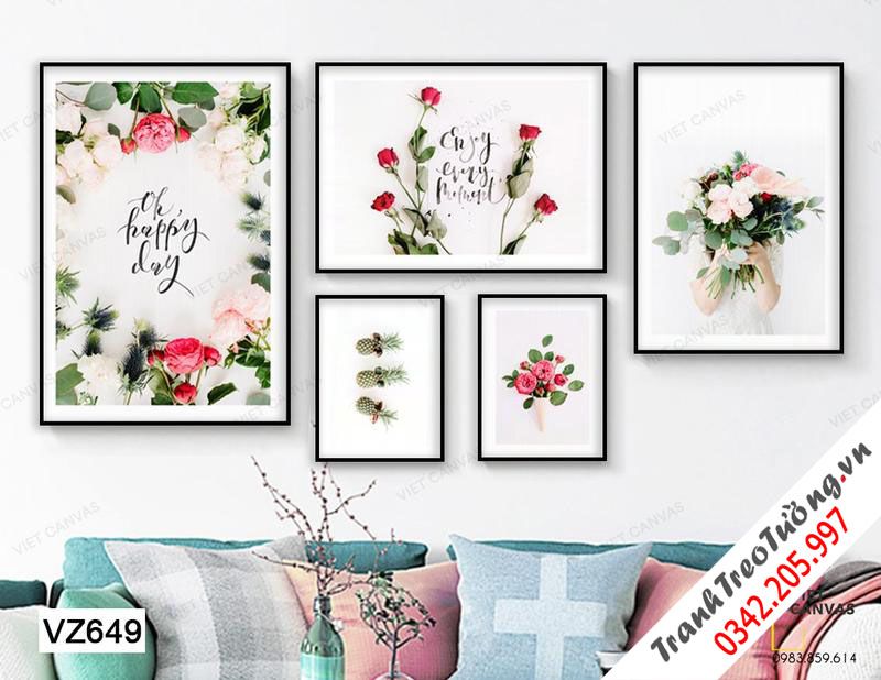 Bộ 5 Tranh Những Đóa Hồng Sắc Thắm