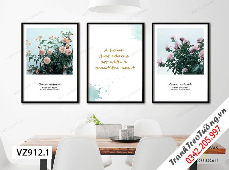 Bộ 3 Tranh Dàn Hồng Phơi Sắc Và Quotes