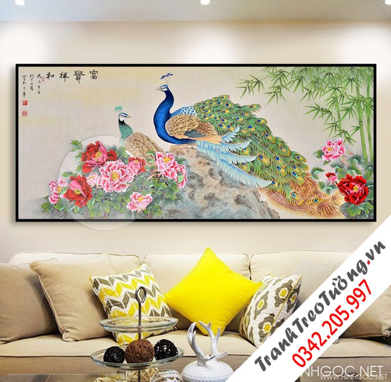 Tranh hoa Mẫu Đơn treo tường 1 bức M61
