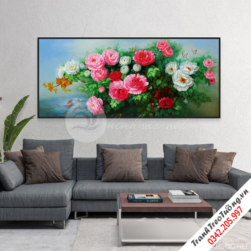 Tranh hoa Mẫu Đơn treo tường 1 bức M64