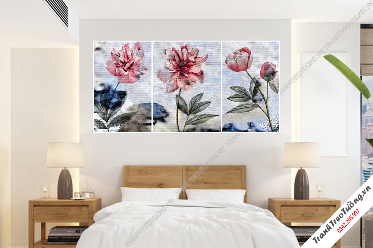 Bộ 3 tranh Hoa ghép Nghệ Thuật M113