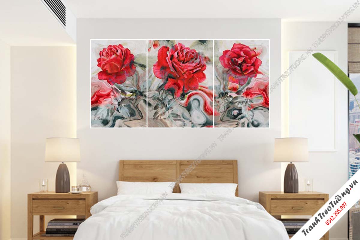 Bộ 3 tranh Hoa ghép Nghệ Thuật M154