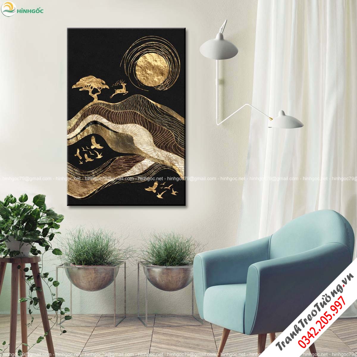 Tranh trừu tượng trăng và hươu TBAV7-46