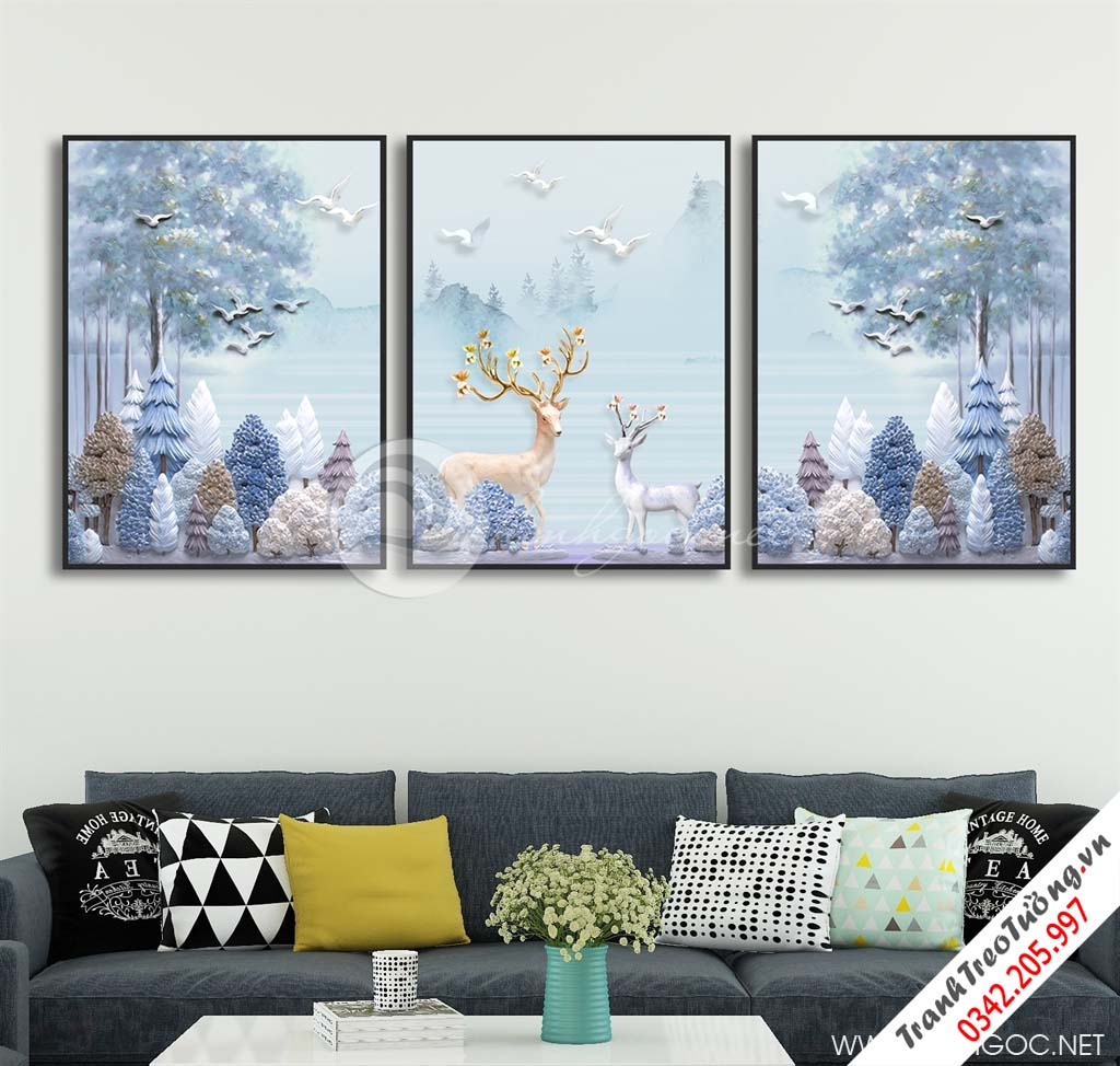 Tranh bộ rừng cây vào đông - DEN50