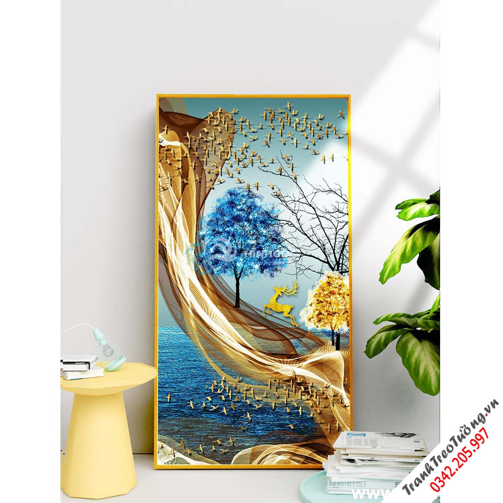 Tranh trừu tượng vân xanh-FEB-14
