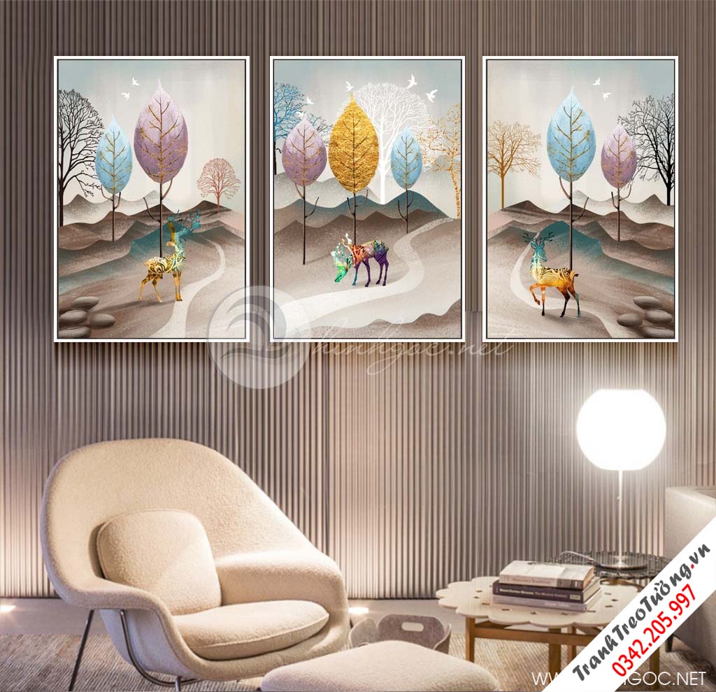 Tranh bộ con hươu trong rừng - GEN81