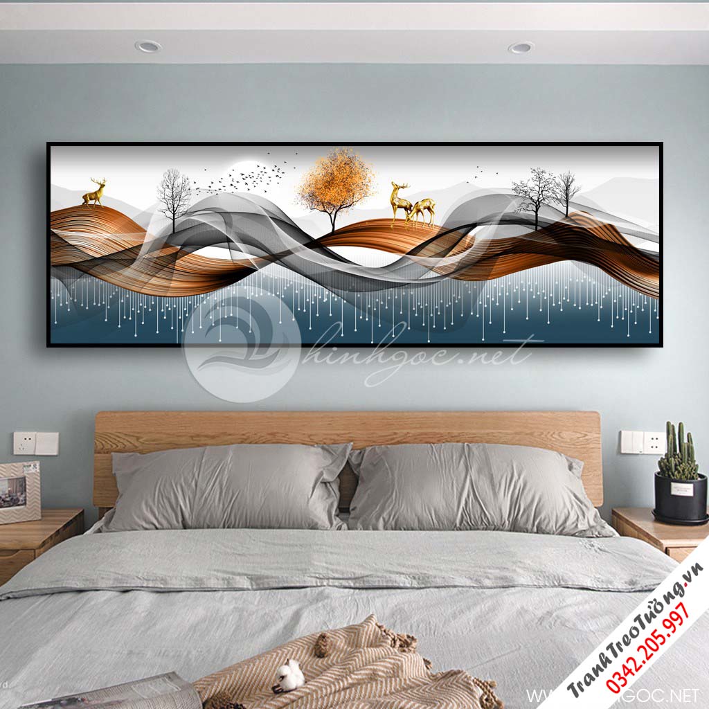 Tranh dải vân và hươu trùng điệp trừu tượng-SLH-58