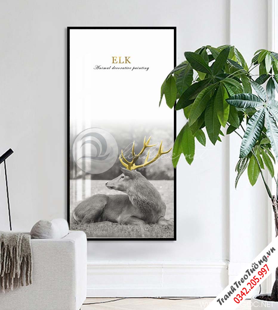 Tranh con hươu sừng vàng-TDB74