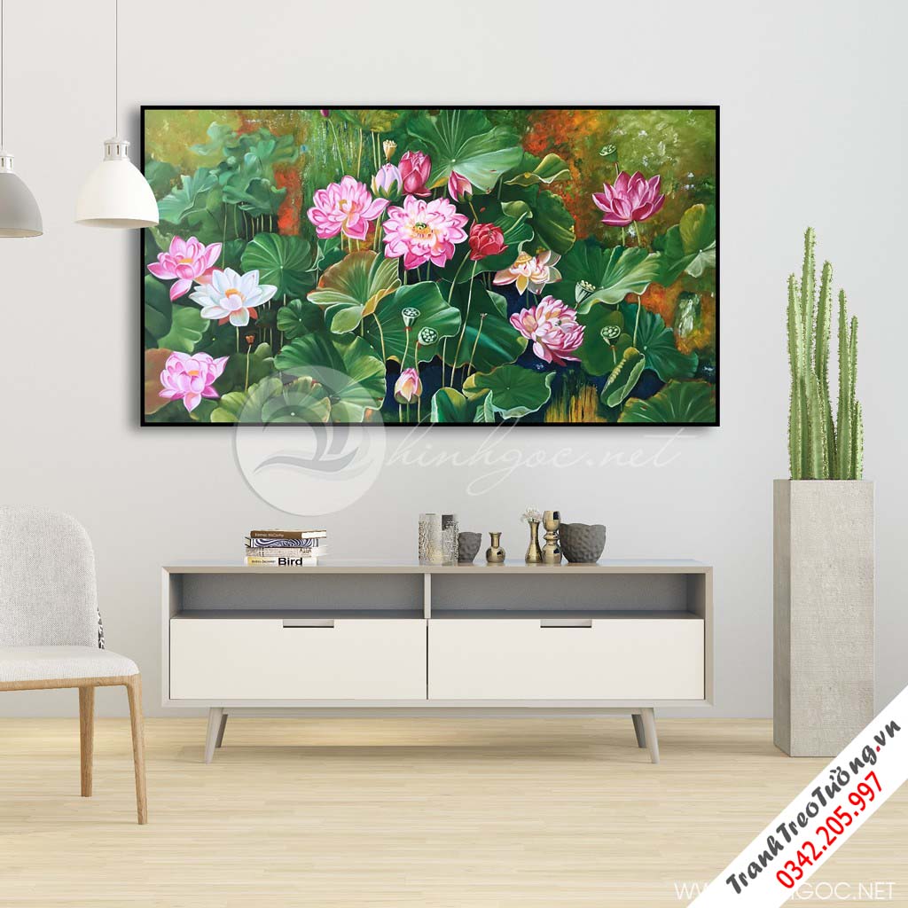 Tranh treo tường hoa sen hồng-VBB-72