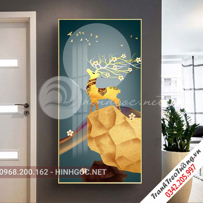 Tranh treo tường, hươu đứng trên dải vân sắc màu-XG-4140