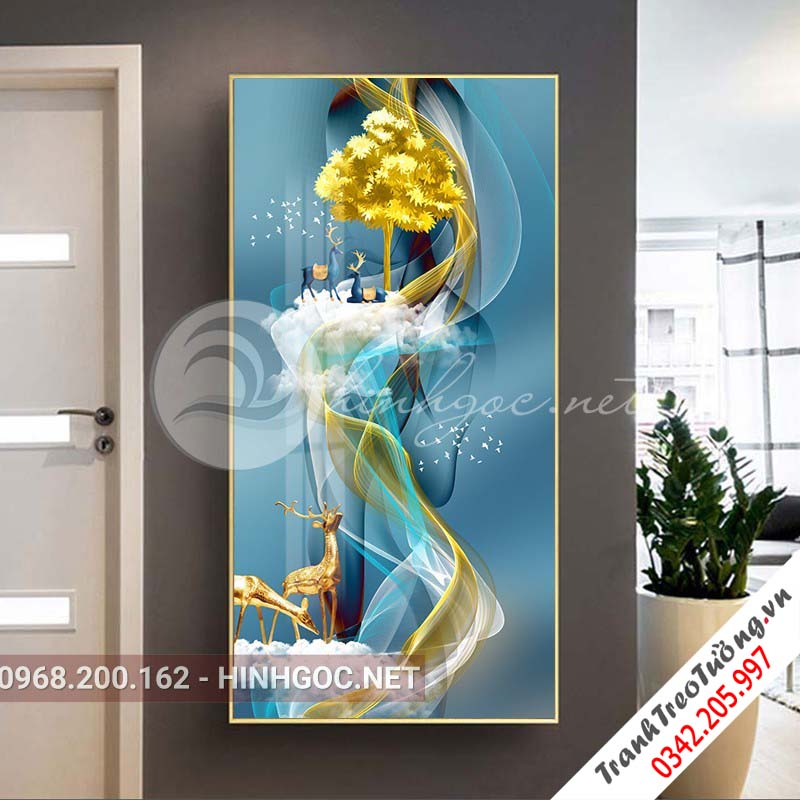Tranh treo tường, hươu xanh tuần lộc-XG-4146